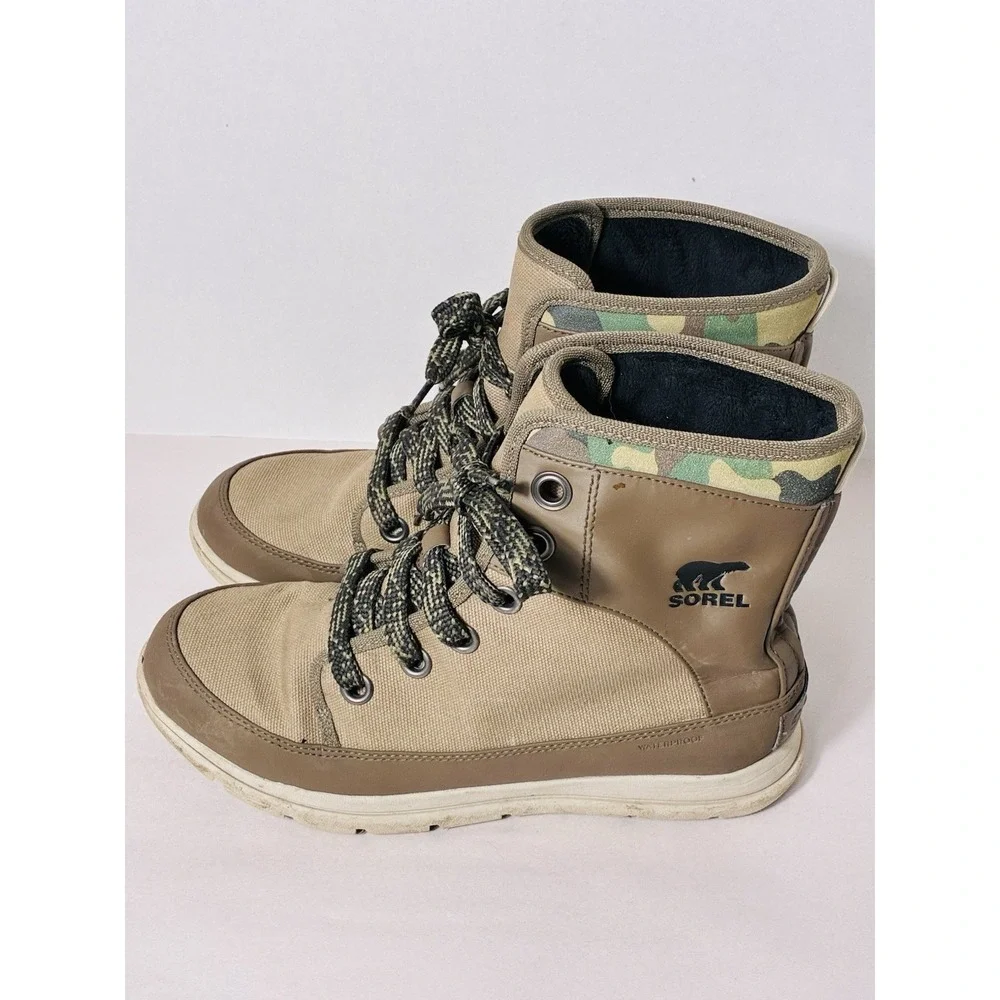 Sorel Explorer Waterproof Winter Snow Boots NL3419-365 Women's 9 Tan/green Lace
